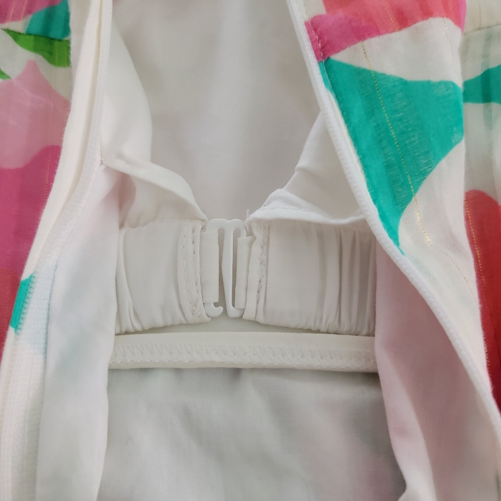 Lilly Pulitzer White Strapless Dress with Pink & Green Floral Print - Picture 8 of 10